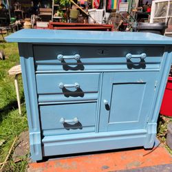 Vintage blue wooden dresser cabinet storage