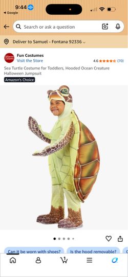 Kids sea turtle costume