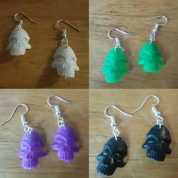 Colored Skeleton Fish Hook Earrings Handmade 