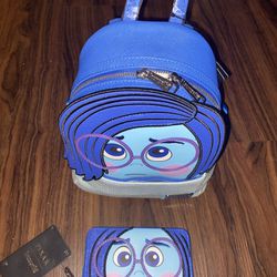 Loungefly Disney - Pixar Exclusive Limited Edition Inside Out Sadness Cosplay Mini Backpack & Matching Wallet