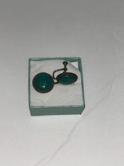 Turquoise Stone Silver Screw-Back Earrings
