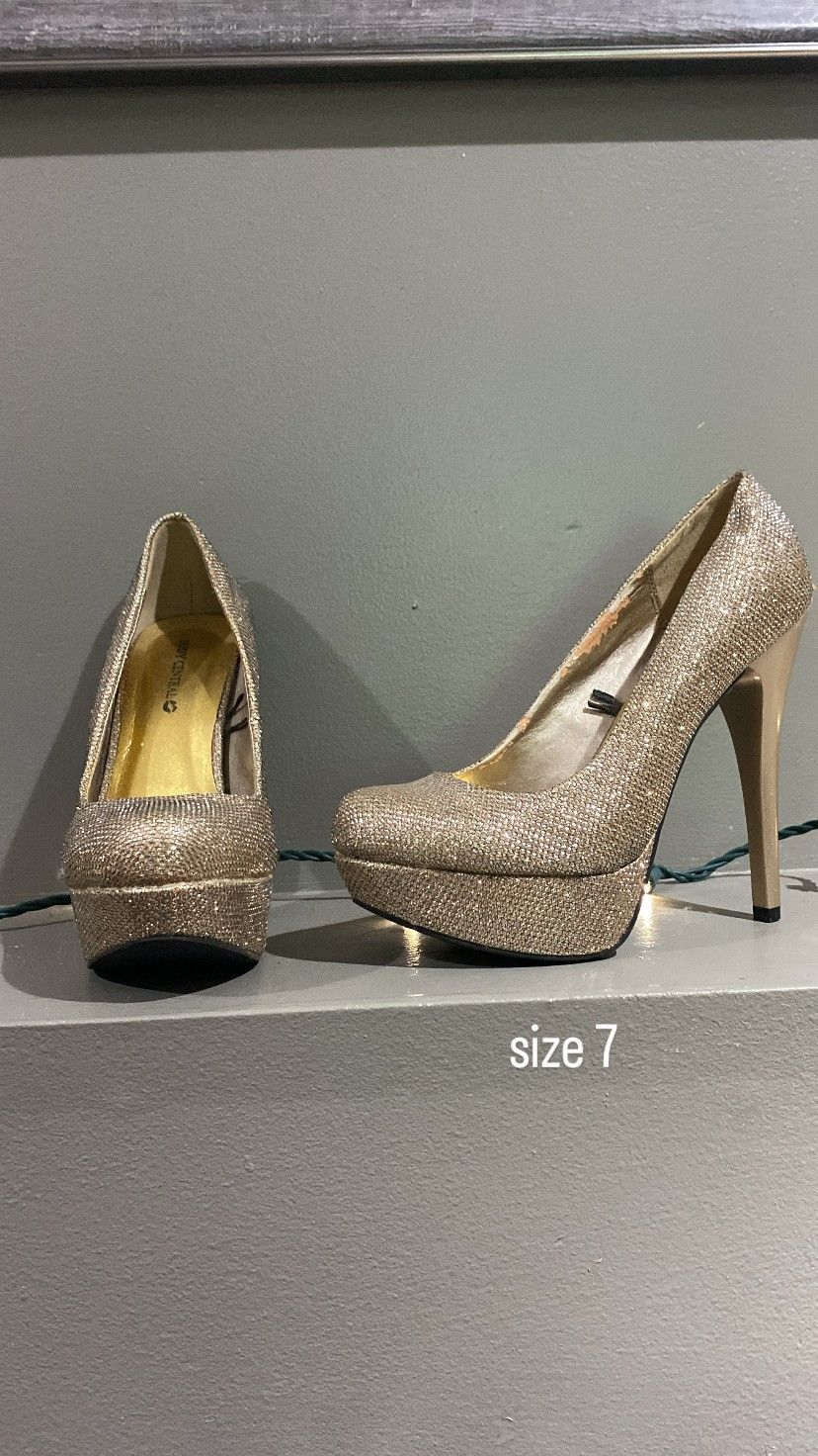 Gold Metalic Platform Stiletto Heels