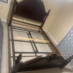 Queen Size Bed w/ Mattress and Spring Box