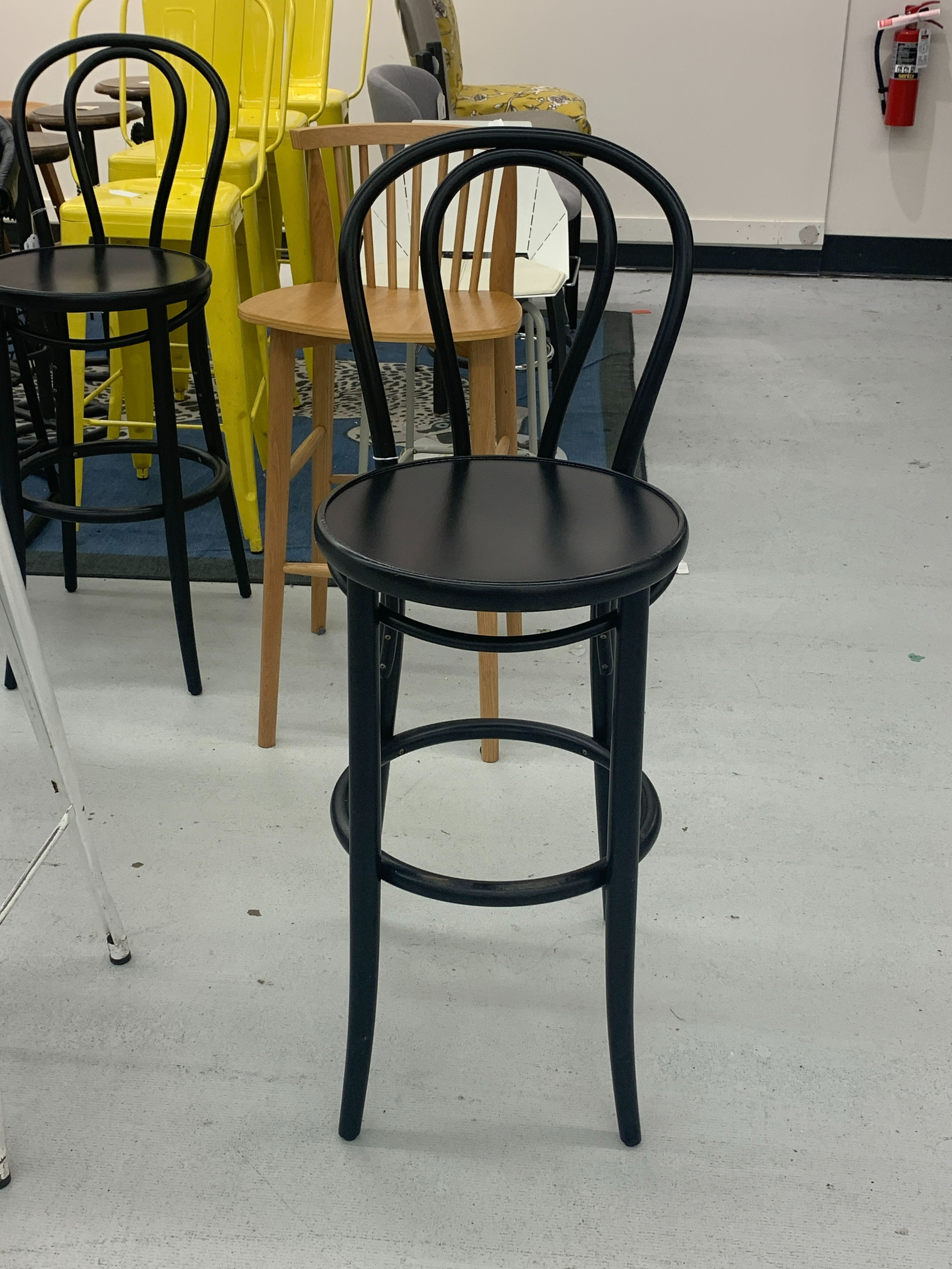 Black Wooden High Back bar Stool (set)