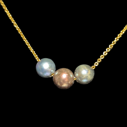 3 south sea pearls floating necklace