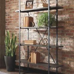 Large Modern Grey And Black Bookshelf.