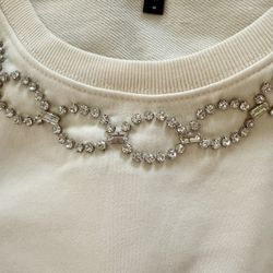 Embellished Crew Neck Short Sleeve Boyfriend Sweatshirt 