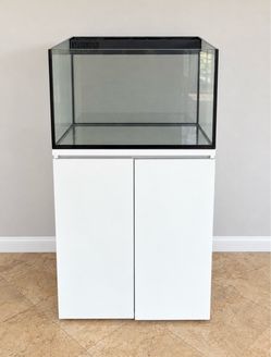 Glass Aquarium with White Cabinet Stand