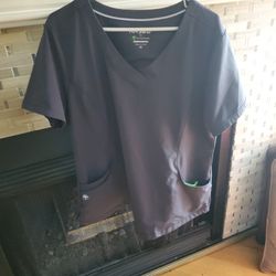 Blue Grey Scrub Top 2X 