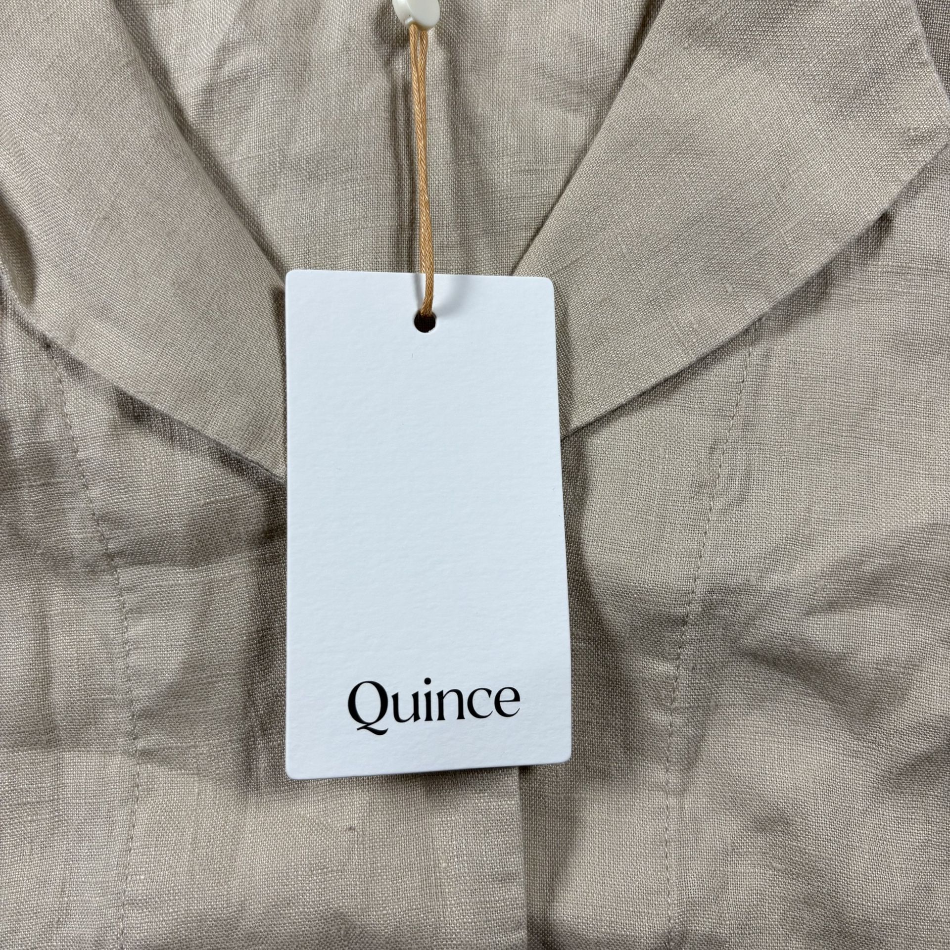 Women Quince Women\'s XS Tan 100% European Linen Short Sleeve Shirt  Button Up NWT#1999