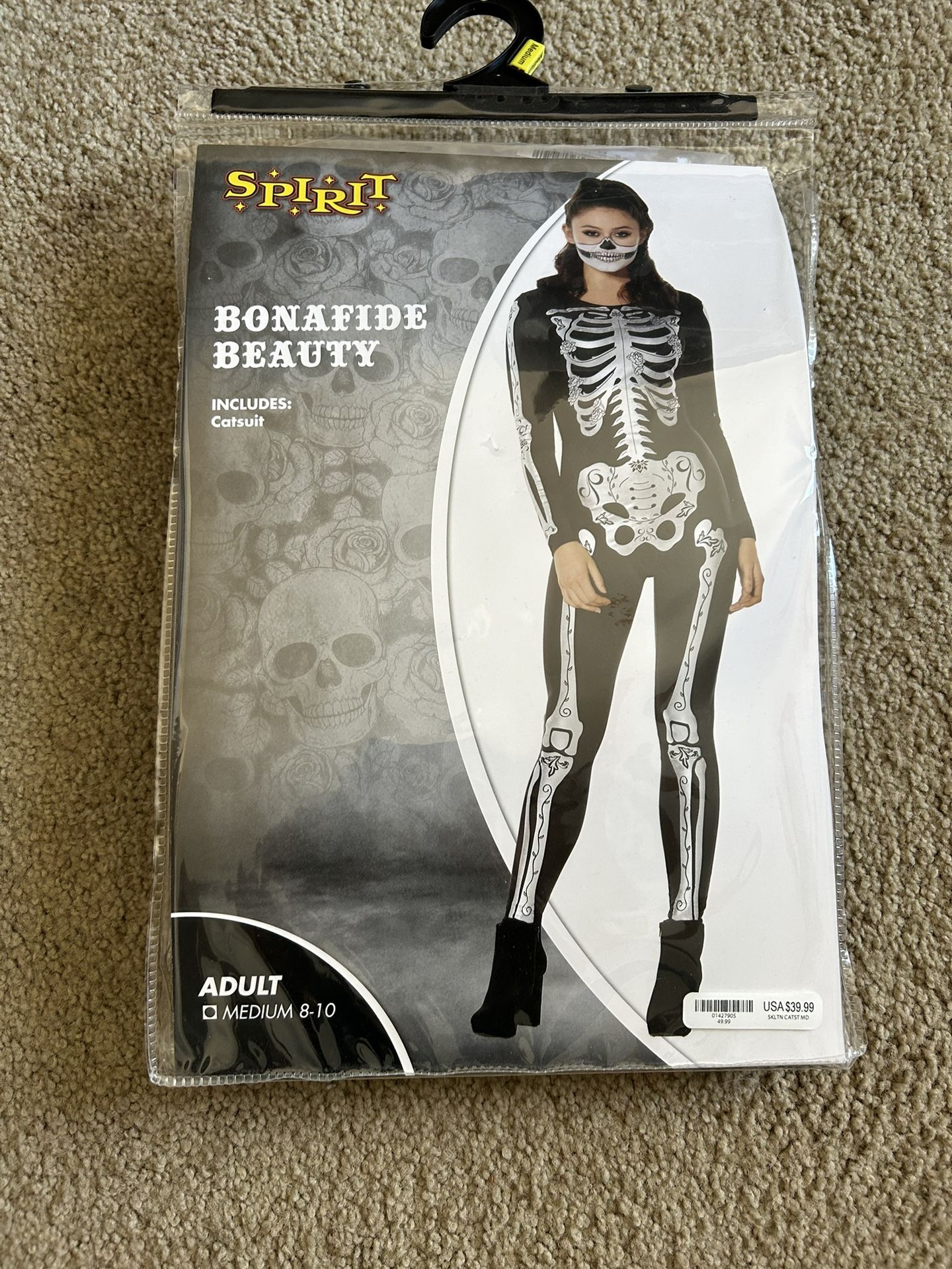 Womens Skelton Costume Bodysuit Size Medium 
