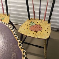 Vintage Refurbished Table And Chair Set 