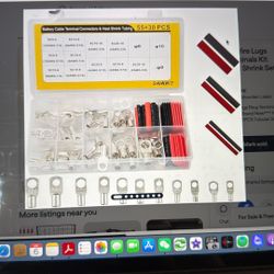 Battery Wire Lugs Ring Terminals Kit with Heat Shrink Set