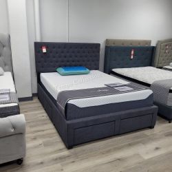 Storage Bed Frame, Queen Bed with Drawers, Bedroom, Drawer Bed