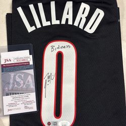 Damian Lillard Signed jersey “Bidness”