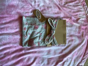 Baby girl headband and swaddle