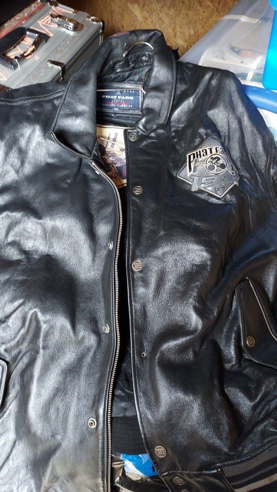 Phat Farm Leather Bomber Jacket