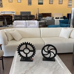 Modern White Boucle Fabric Sectional Sofa 🤍❣️😍