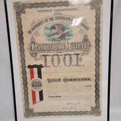 SOVEREIGN GRAND LODGE PATRIARCHS MILITANT'S CERTIFICATE