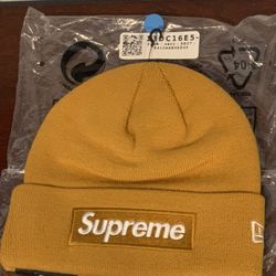 Supreme New Era Box Logo Beanie (FW21) Light Mustard