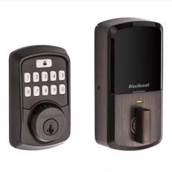 Aura Venetian Bronze Single Cylinder Electronic Bluetooth Keypad Smart Lock Deadbolt featuring SmartKey Security