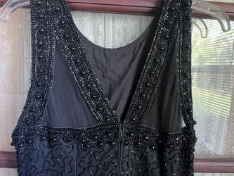 Dress, Long Black, Beaded Sheath