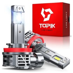 TOPIK Brightest Upgraded H11/H9 Light Bulbs, 40,000LM 800% Ultra-Bright, Real 1:1 Size Direct Replacement, Quick Install, H11/H9/H8 Fog Light Bulb, 65