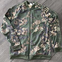 Adidas Essential Youth Track Jacket 15-16 XL Camo  Full Zip Pockets 3 Stripes