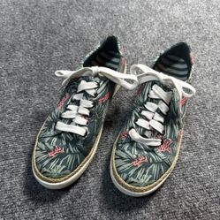 Vionic Shoes Womens 6 Green Floral Lace Up Sneakers Walking Casual Hattie