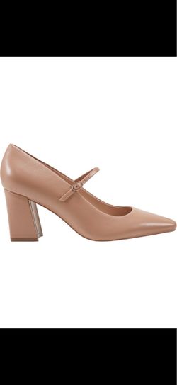 Marc Fisher LTD Vanderly Nude Genuine Leather Mary Jane Pointed Toe Heels NEW