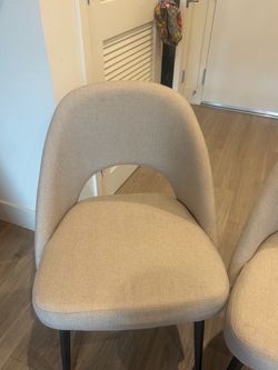 Set of 2 Modern Upholstered Dining/Accent Chairs – Neutral Beige