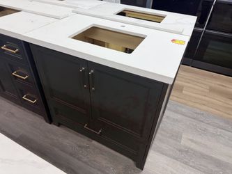 36 in. Charcoal Vanity with Quartz Top & Sink for $850