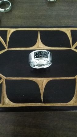 Stainless steel black onyx size 8