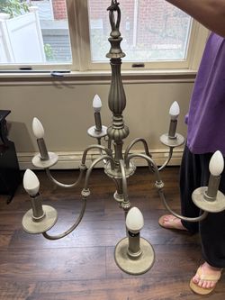 Pewter Finish 6-Arm Candle Chandelier