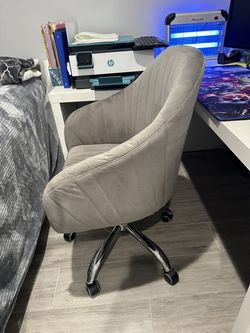 Modern Velvet Vanity Desk Chair Height-Adjustable Swivel Computer Armchair
