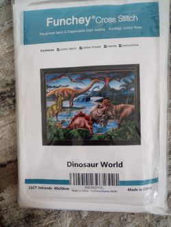 New Dinosaur World Printed Cross Stitch Kit