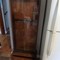 Gun Cabinet With Sliding Glass doors And Storage Drawer