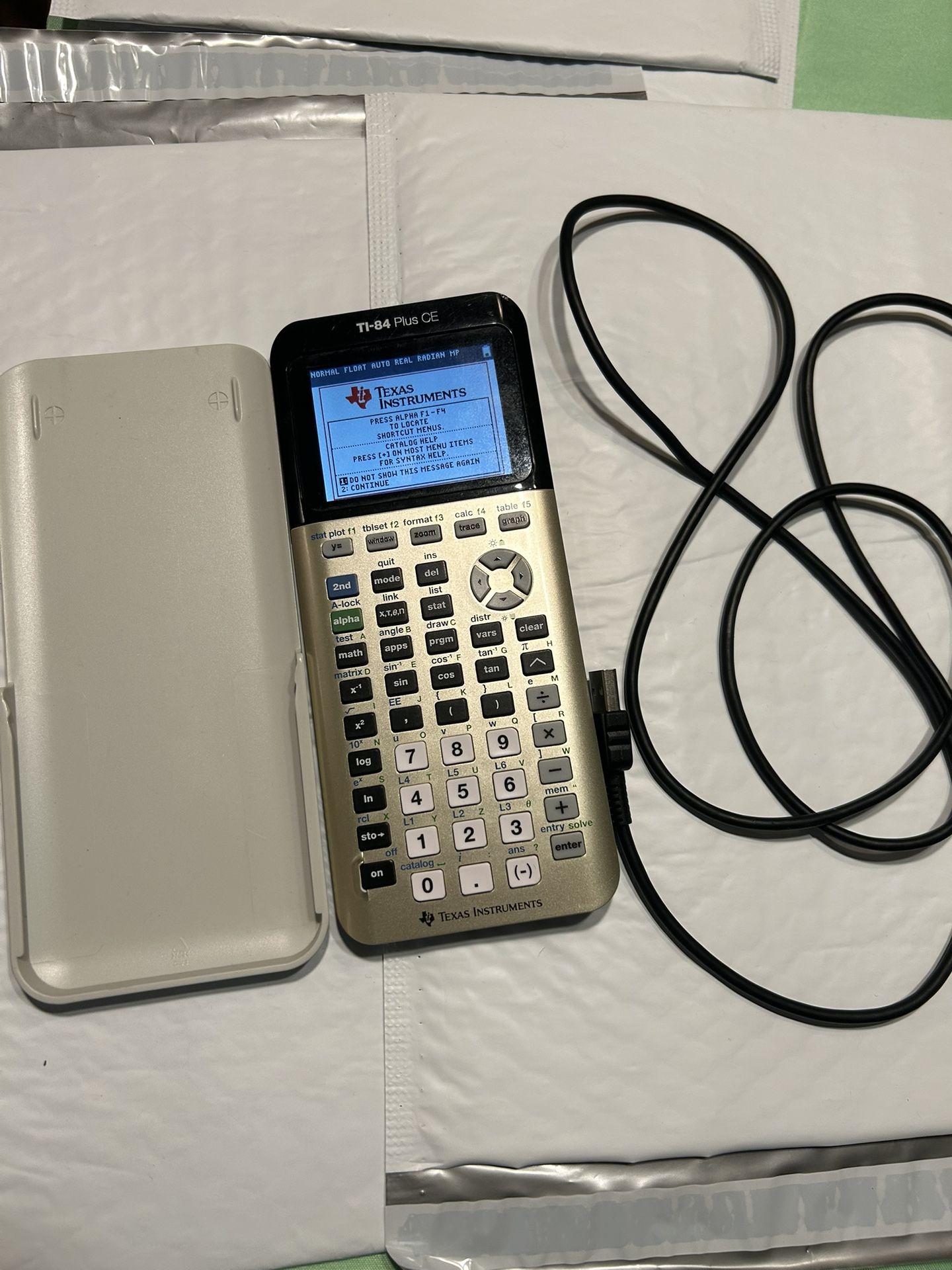Texas Instruments TI-84 Plus CE Graphing Calculator Tested WITH Case Cable Gold