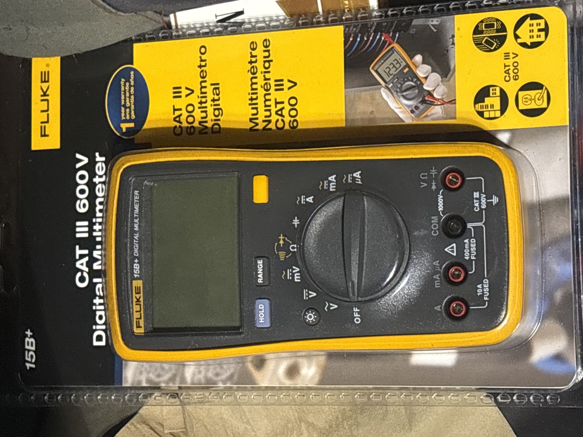 Fluke 15B+ Digital Display Multimeter 10 Amp 1000 -Volt