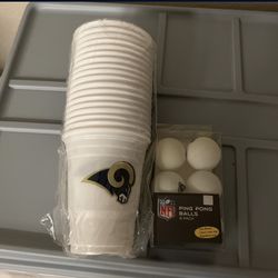 🐏 🏈 Los Angeles Rams Beer Pong 18 Cups 6 Ping Pong Balls