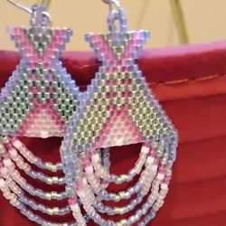 8 Pairs Of New  Native American Beaded Earrings 