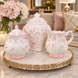 Pink Floral Tea Set 3 Piece
