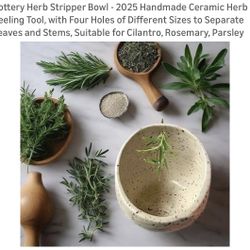 Pottery Herb Stripper Bowl 