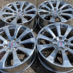 22” POLISHED GMC SIERRA YUKON DENALI CHEVY SILVERADO SUBURBAN WHEELS RIMS SET NEW