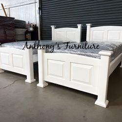 New White Twin Bed With Mattress 