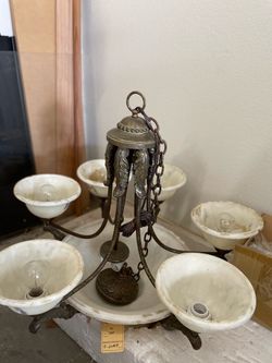 Brand new Forged Bronze finish Tea-Stained Glass Six-Lights,two tier Chandelier. $175 or best offer