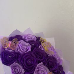 Purple Ribbon Flower Boquete 
