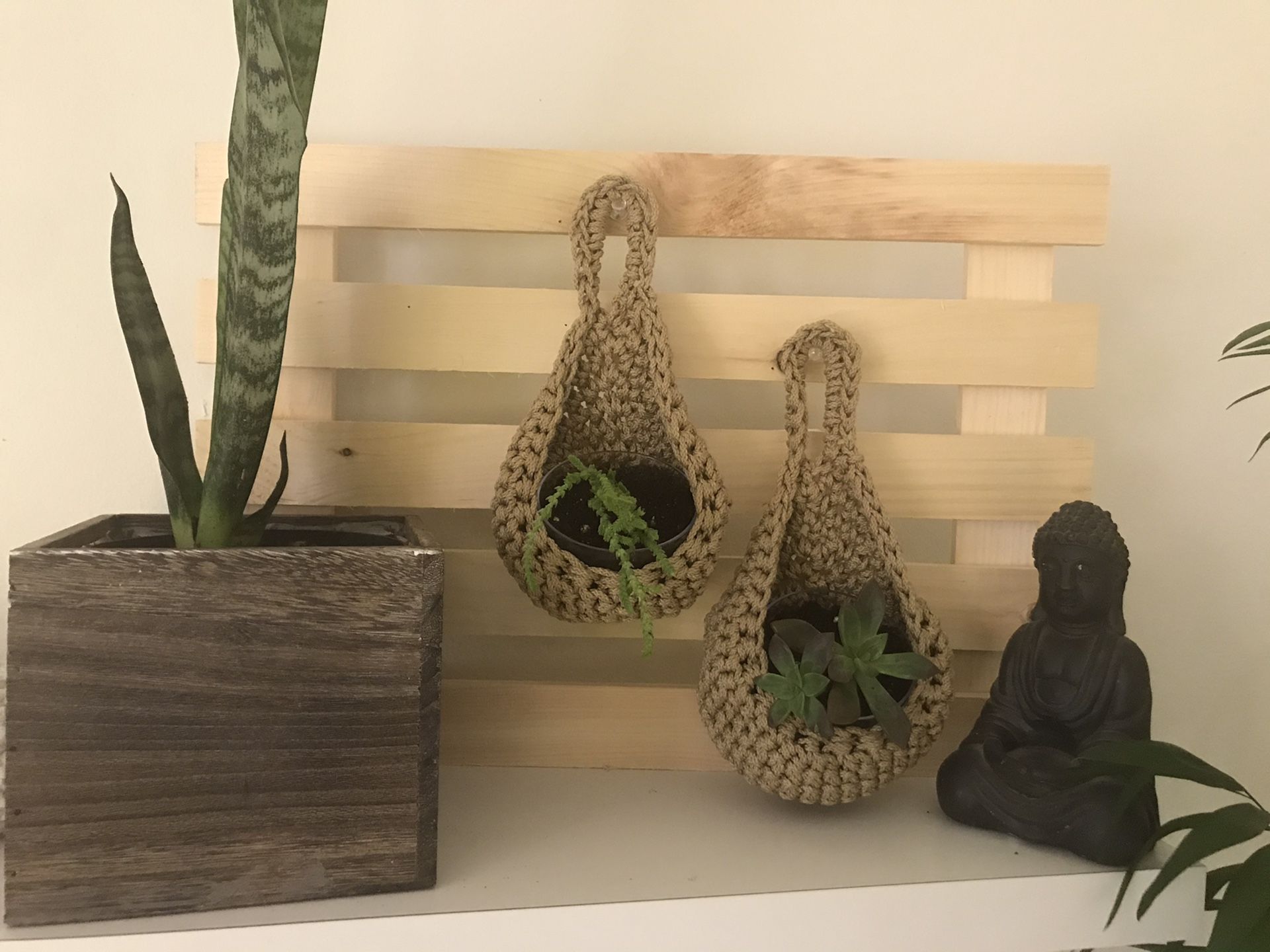 Handmade hanging planters