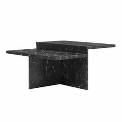 Brielle Two-Tiered 35 in. Faux Black Marble Top Coffee Table