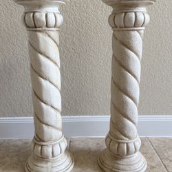 Pair Of White Decorative Columns 